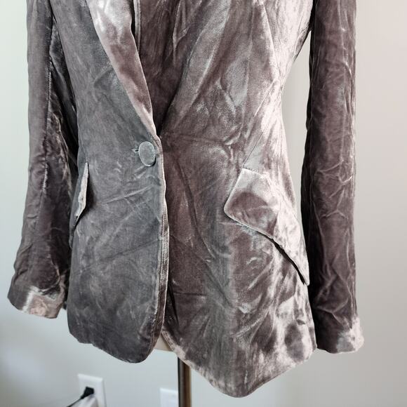L'Agence Chamberlain Velvet Blazer Size 0 Gray Button Jacket - Picture 4 of 10